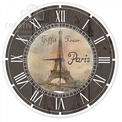 Картины Париж, Часы, Creative Wood